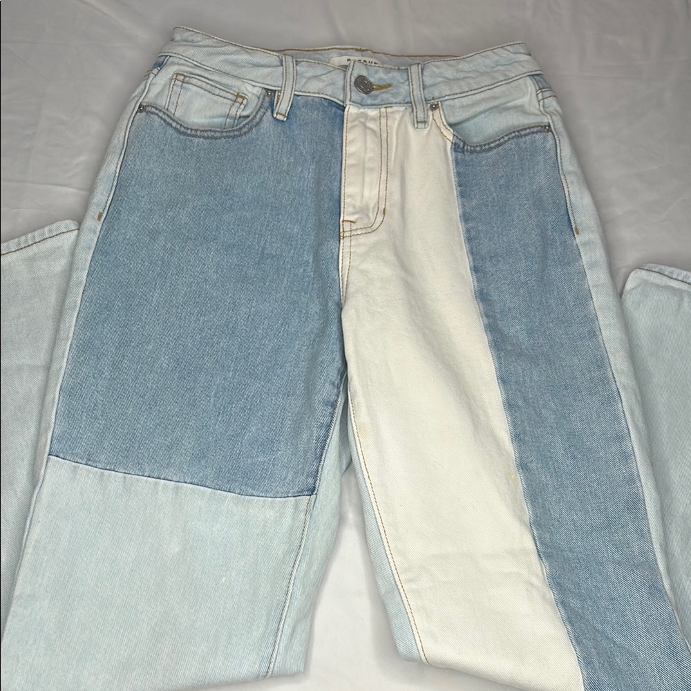 Patchwork Blue and White Jeans